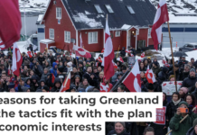 People protest against U.S. President Donald Trump’s policy toward Greenland in front of the U.S. consulate in Nuuk, Greenland, on Jan. 17, 2026. AP Photo/Evgeniy Maloletka